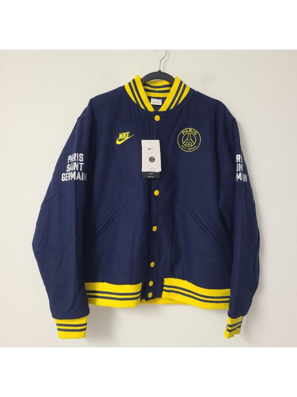 Nike Paris Saint Germain Authentics Varsity Jacket FQ7803-410 Size L Navy Blue